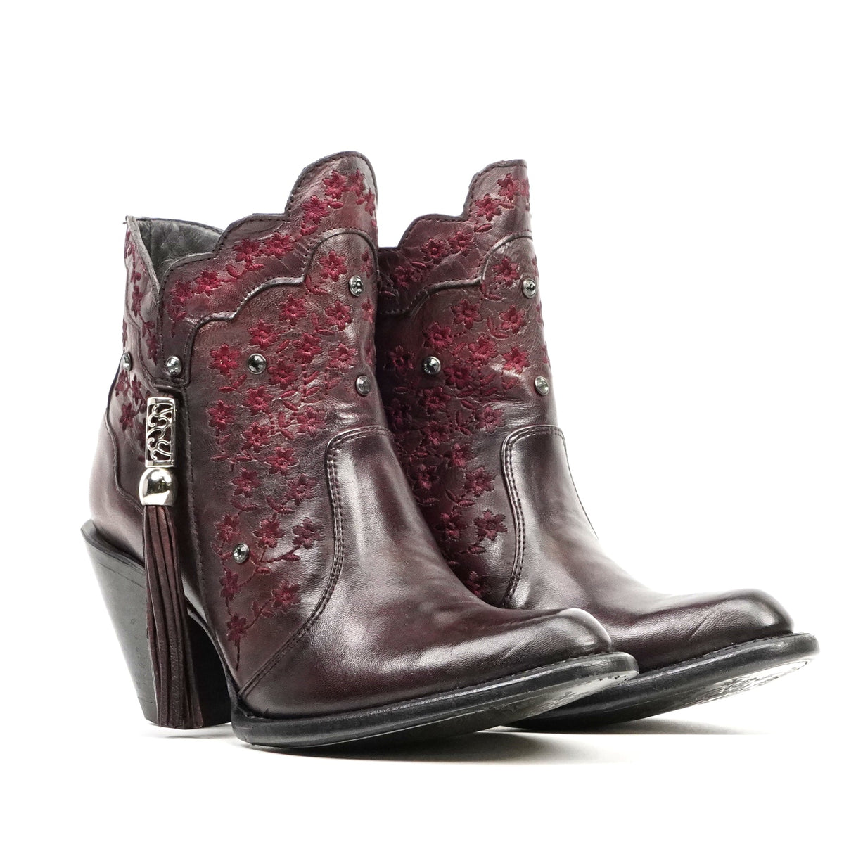 Ximena Wine Red Booties - J Toe - Gomez Western Wear